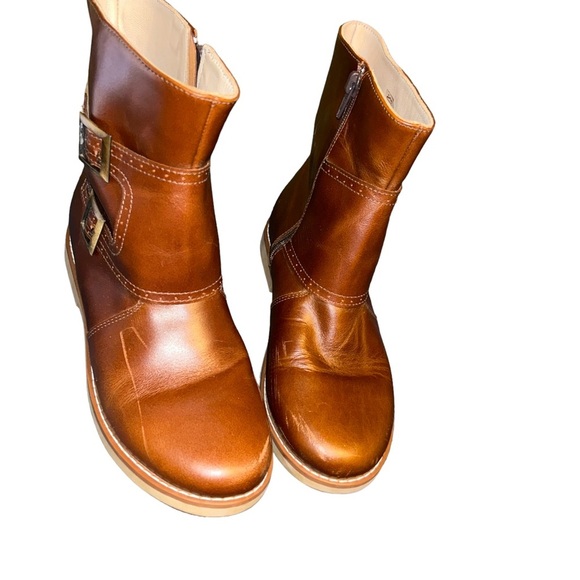 Kid girls Elephantito Double Buckle Leather Tan boots youth size 3 booties - Picture 3 of 8